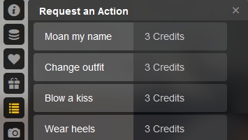 Request action from cam girls: Show boobs, show ass, wear pantyhose, change lingerie